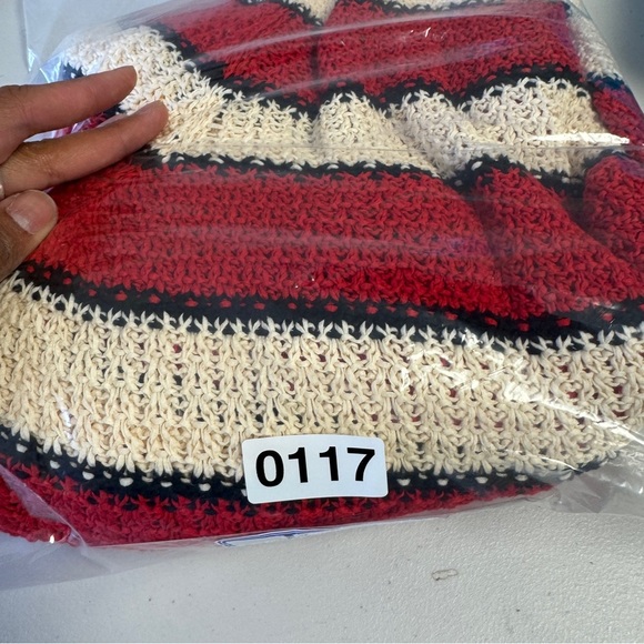 Marc Cain Red Striped Organic Cotton Cardigan Fringe Hem Knit Germany Size 6 - Picture 16 of 16